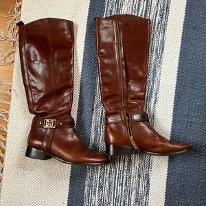 Tory Burch brown leather riding boots size 5 great condition